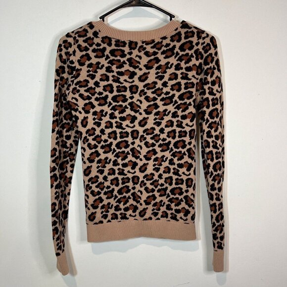 Express Animal Print Sweater S Womens Tan Black Brown Pullover Size Small Petite - Picture 2 of 10